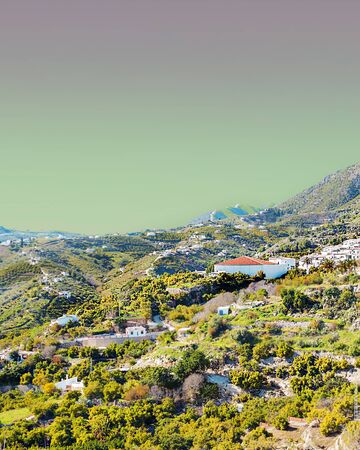 Mountains of Frigiliana in Andalusia in a sunny dayの写真素材