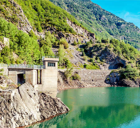 Lake in the pyrenees mountainの写真素材