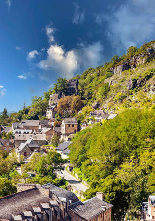 Conques village in the south of France in a sunny day