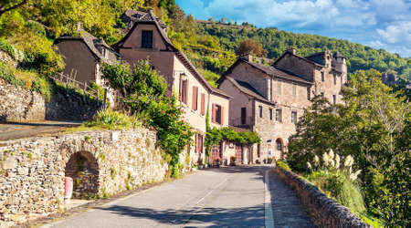 Conques village in the south of France in a sunny dayの写真素材
