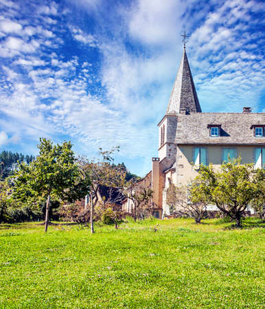 Conques village in the south of France in a sunny day