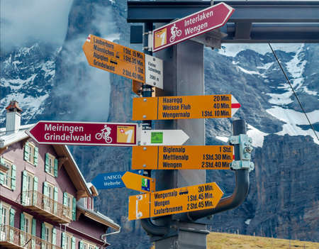 European alps in Switzerland in a cloudy day.の写真素材