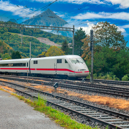 Train station in Lauterbrunnen in Switzerland on a cloudy day