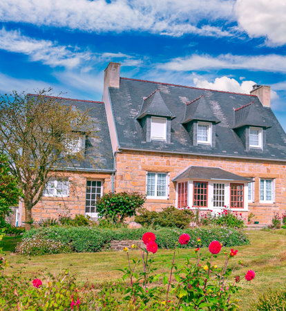 Rural village in the north of France in a sunny dayの写真素材