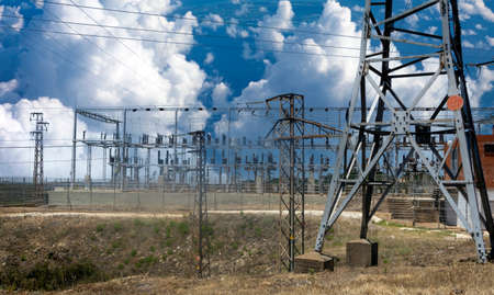 Electric central in the forest of Huelva province in a sunny day