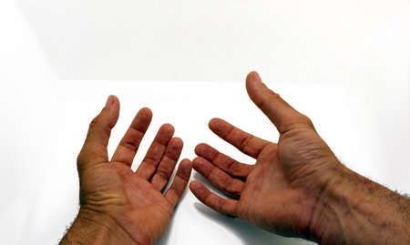 Man hands in white background