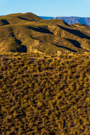 Desert of Tabernas in the south of Spain at sunsetの写真素材