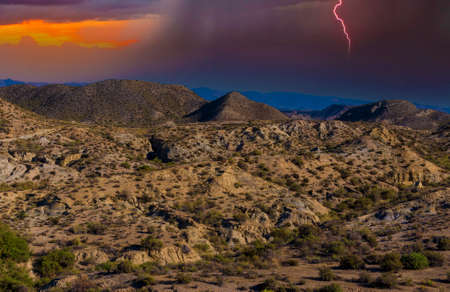 Desert of Tabernas in the south of Spain at sunset