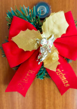 Christmas ornament in wood background