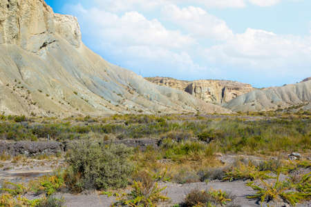 Desert of Tabernas in the south of Spain in a cloudy dayの写真素材