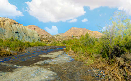 Desert of Tabernas in the south of Spain in a cloudy dayの写真素材