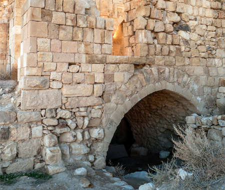 Ruins of ancient castle in the desert of Shobak in Jordan