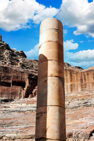 Ruins of the ancient city of Petra in Jordan in a sunny day. Petra is an important archaeological site built with stone.の写真素材