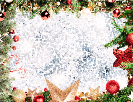 Illustration of christmas card forming a background or art decorationの写真素材