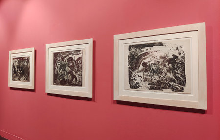 Malaga, Spain-Octuber 2022. Picasso Museum in Malaga province. You can see detail of cubism art.のeditorial素材