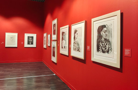 Malaga, Spain-Octuber 2022. Picasso Museum in Malaga province. You can see detail of cubism art.のeditorial素材