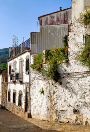 Street of Guadalupe village in Caceres in the center of Spainの写真素材