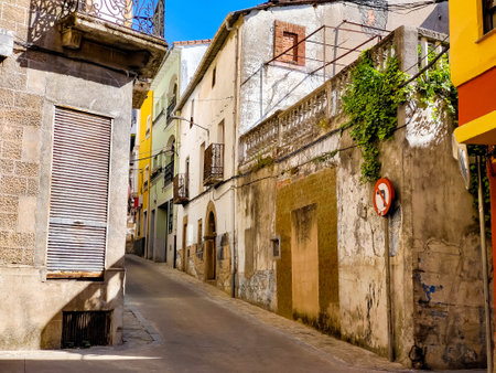 Street of Pasaron delValle in Extremadura in the center of Spain in a sunny dayの写真素材