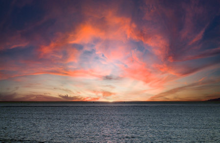 Sunset at dusk on a beach in southern Spain
