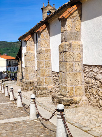Street of village called Candelario in the center of Spain in a sunny dayの写真素材