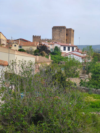 Town in Avila province in the center of Spain in a cloudy dayの写真素材