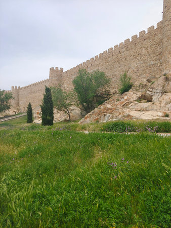 Town in Avila province in the center of Spain in a cloudy day