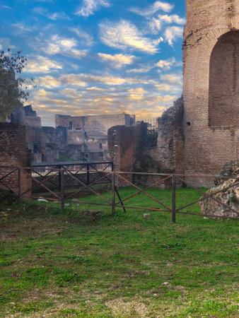 Via apia of ancient civilization in the center of romeの写真素材
