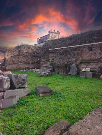 Via apia of ancient civilization in the center of romeの写真素材