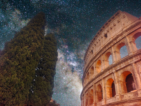 Colliseum in the center of Rome in a sunny dayの写真素材