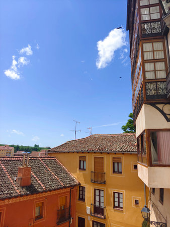 Street and houses in medieval town of Segovia in the center of Spainの写真素材