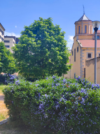 Street and houses in medieval town of Segovia in the center of Spainの写真素材