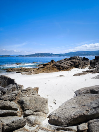 Sand beach in Cangas in the north of Spain in a sunny day