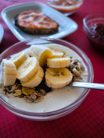 Vegetarian food served on a plate in a restaurantの写真素材
