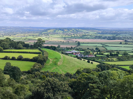 Landscape in the south in Glastonbury in the south of England in a cloudy day