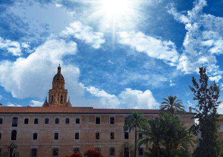 Street of Murcia capital with typical architecture in a sunny dayの写真素材