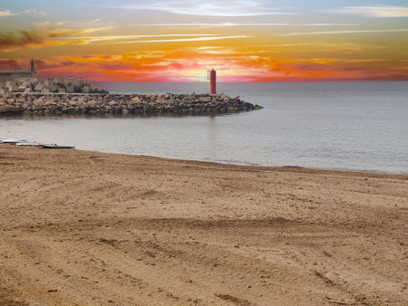 Beach at sunset in the south of Spainの写真素材