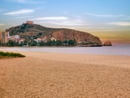 Beach at sunset in the south of Spainの写真素材