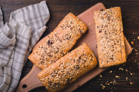 healthy bread with sesame seeds and seeds.の写真素材