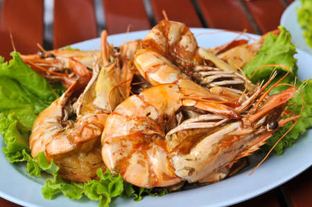Thai Style Fried Shrimp Prawnの写真素材