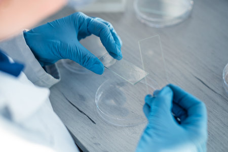 Medical science laboratory with biotech scientist developing medicine, female biochemist workingの写真素材