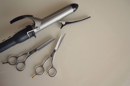 Tools for the work of a hairdresser and stylist in a beauty salon.の写真素材