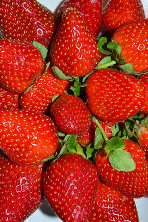 Background from ripe red strawberriesの写真素材