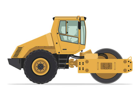 Road Roller, Side View Angle, Heavy Equipment Machine, Heavy Construction Transport