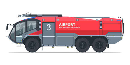 Airport Fire Truck Side View Isolated Vector Illustrationのイラスト素材