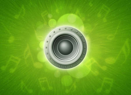 loudspeaker on green music note backgroundの写真素材