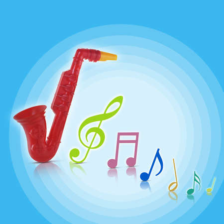 saxophone toy with fun notesの写真素材