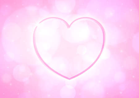 glossy pink heart on pink bokeh backgroundの写真素材