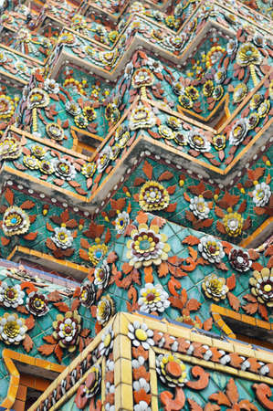 base of a giant colorful stupa at Wat Pho, Bangkok Thailandの写真素材