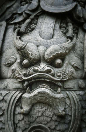 Dragon face statue, Wat Pho, Bangkok, Thailandの写真素材