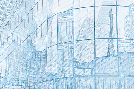 Glass of modern tower, illustration styleの写真素材